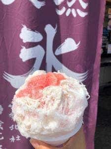 天然氷のかき氷 蔵元八義 道の駅はくしゅうエブリ前