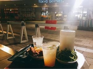 見上げるビアガーデン